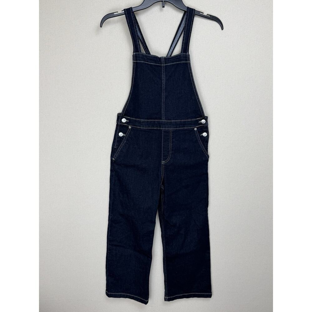 Free Assembly Girl’s Size 10 Overalls Denim Dark Wash Stretch Cotton/Spandex